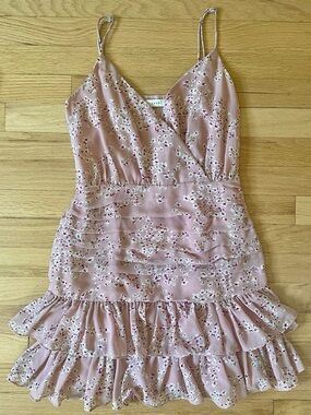 Floral Pink Ruffle Tiered Dress 🌸